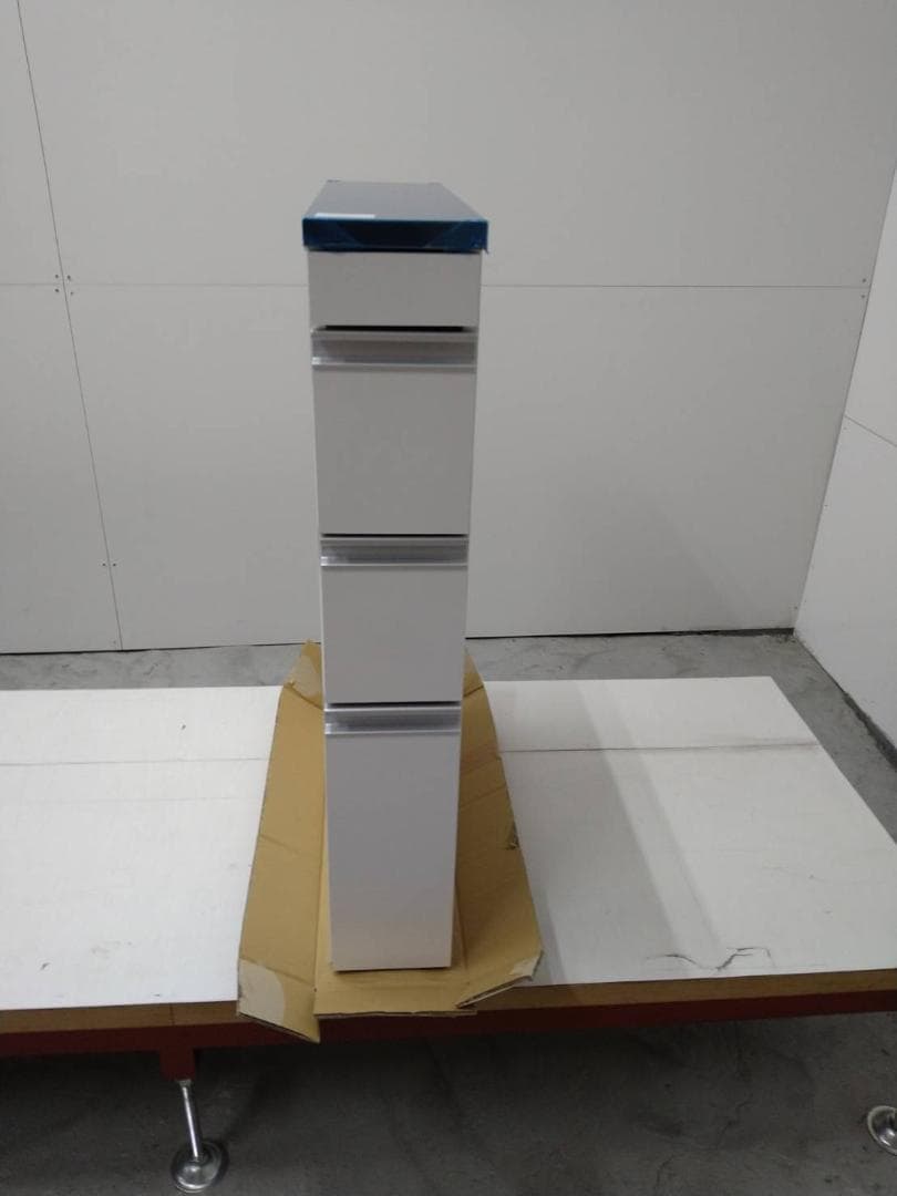 61115 ステンレス天板シンクサイド収納庫3段　幅15　ホワイト