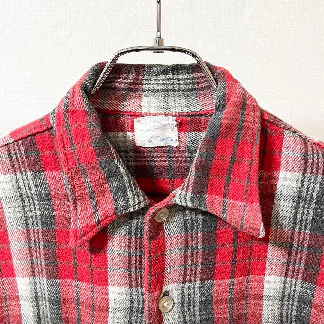 60s OSHKOSH ヘビーフランネルネルシャツ ネルシャツ 好配色