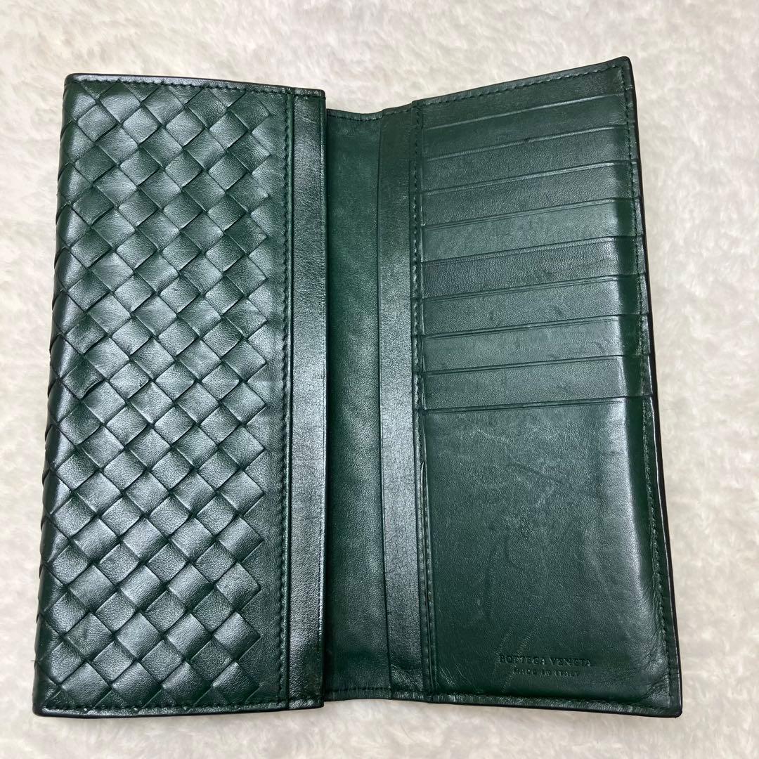 ボッテガヴェネタ✨イントレチャート 本革 レザー ダークグリーン 長財布