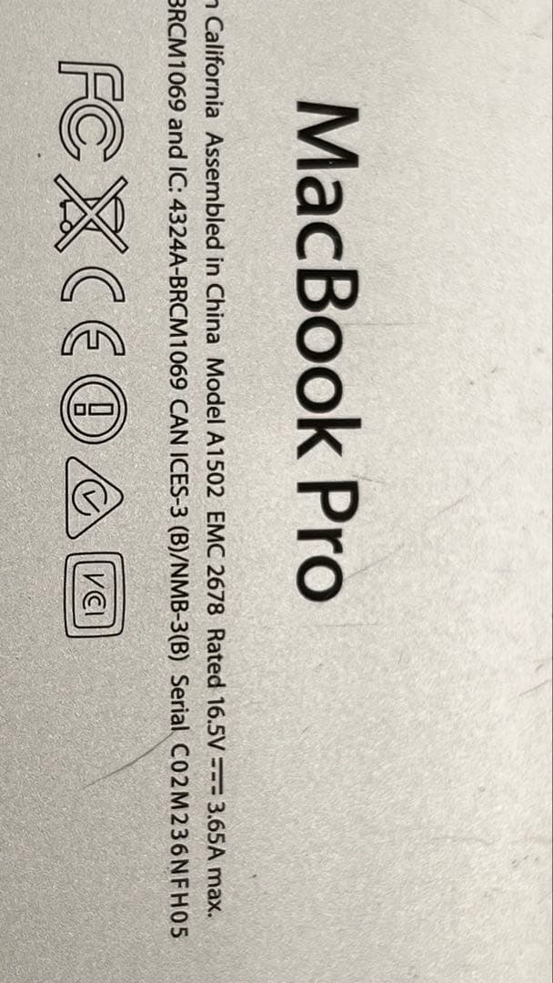 MacBook Pro Retina 13インチ Late 2013 ジャンク品