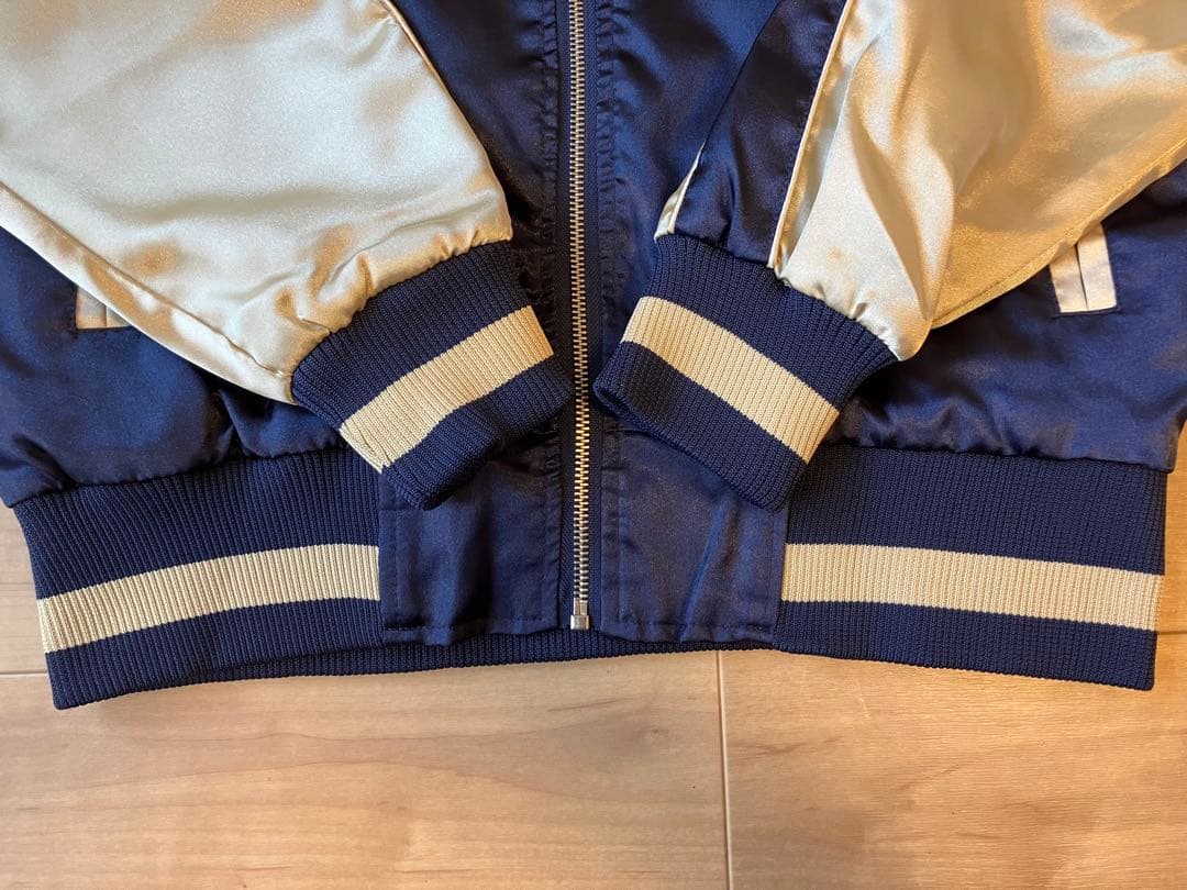 矢沢永吉　E.YAZAWA スカジャン ネイビー・ゴールドプレミアムモルツコラボ