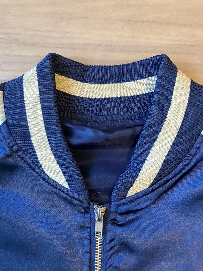 矢沢永吉　E.YAZAWA スカジャン ネイビー・ゴールドプレミアムモルツコラボ