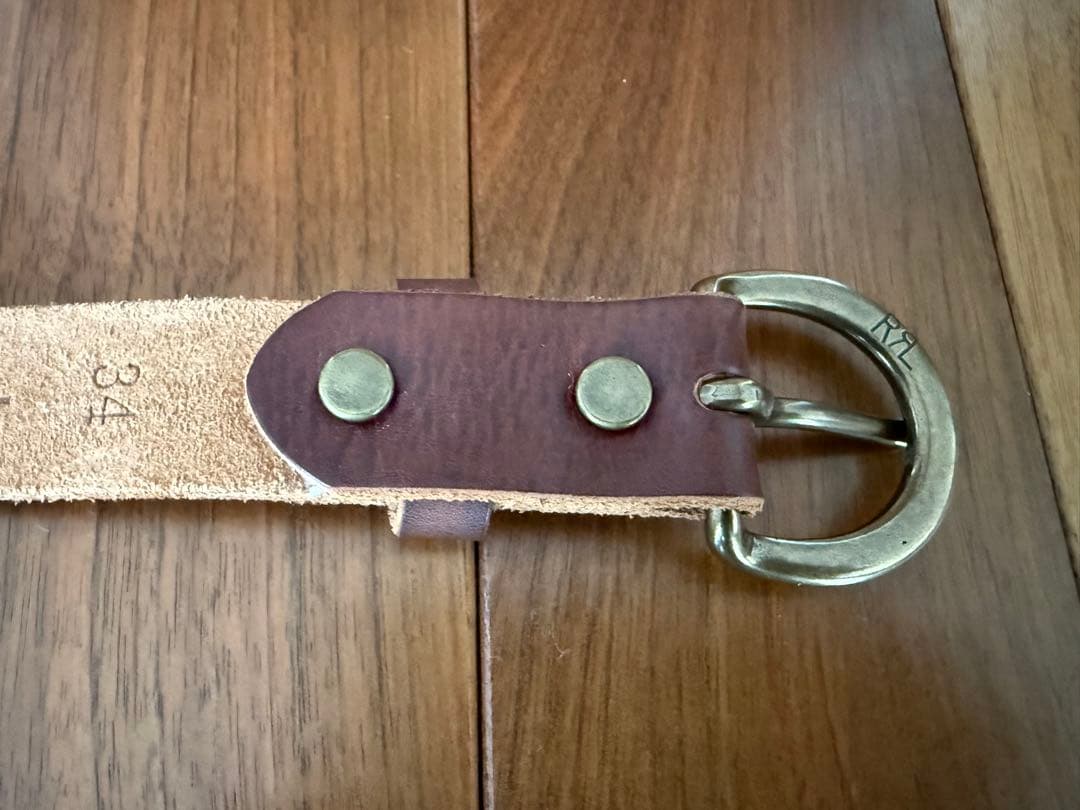 RRL ヴィンテージ加工 プレーンベルト ダークブラウン 34インチ