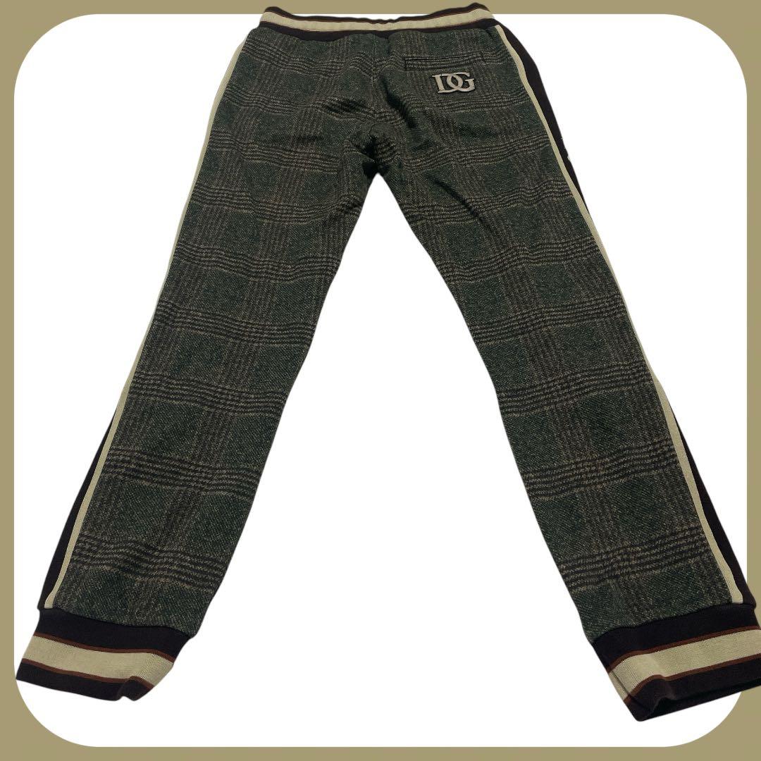 【美品】DOLCE&GABBANA ロゴ パンツ 140 チェック柄　茶色