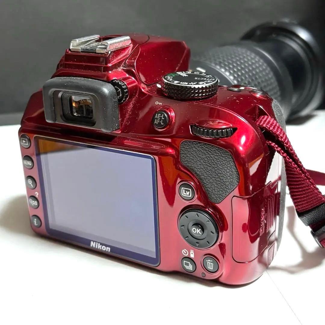 Nikon D3400 ダブルズームキット　レッド　フード　保護フィルター付き