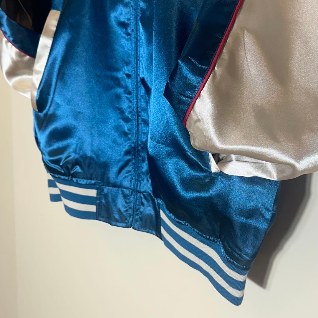 【新品未使用】刺繍スカジャン 虎×富士 ブルー L〜XL 和柄 ブルゾン