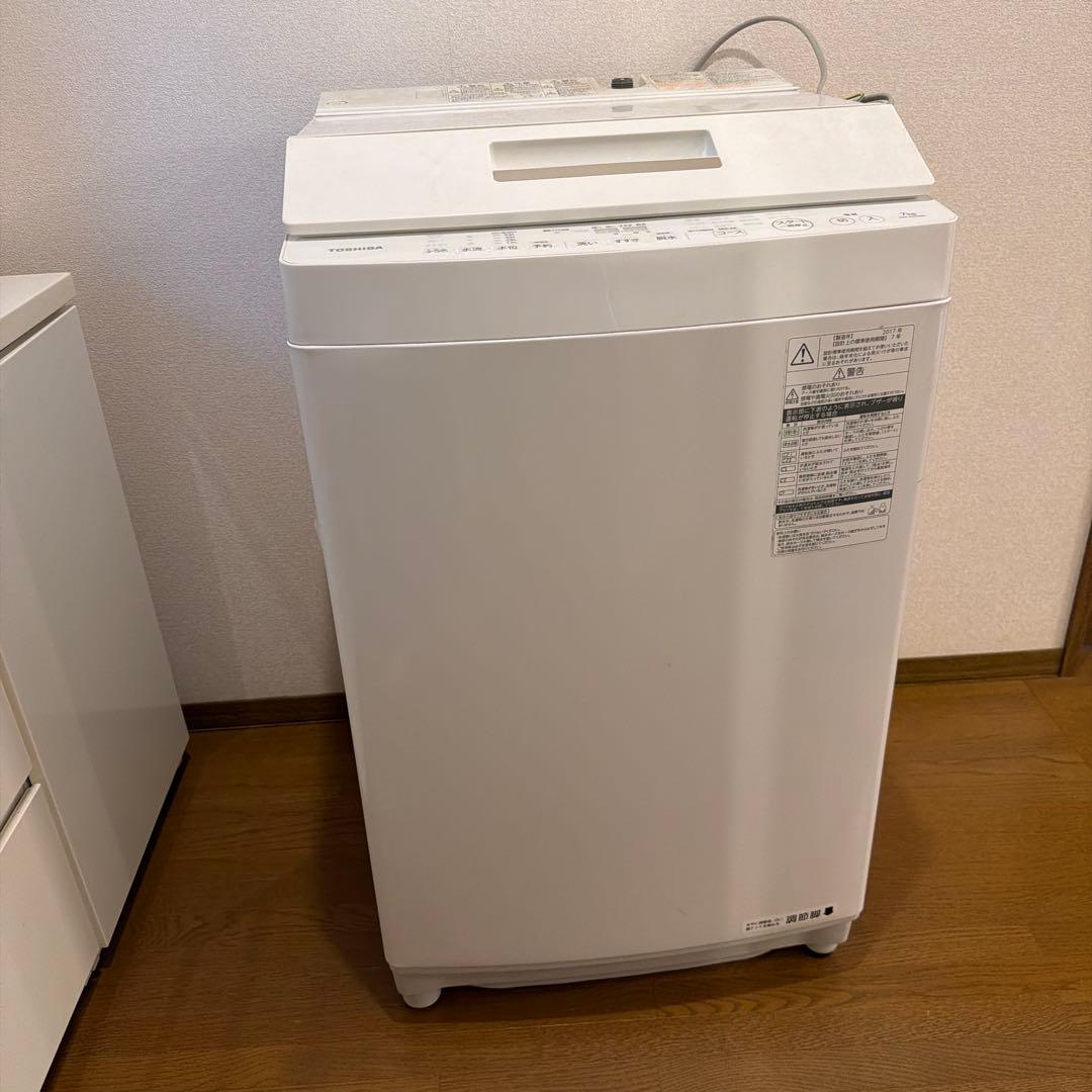 TOSHIBA 縦型全自動洗濯機 AW-7D5(W) 2017年製 調整脚付き