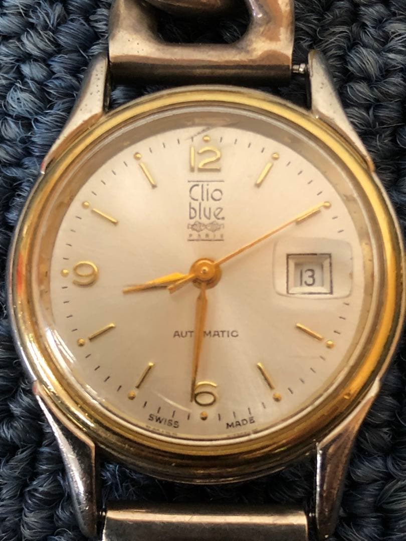 【希少】Clio blue クリオブルー 自動巻き シルバー925 時計 裏スケ