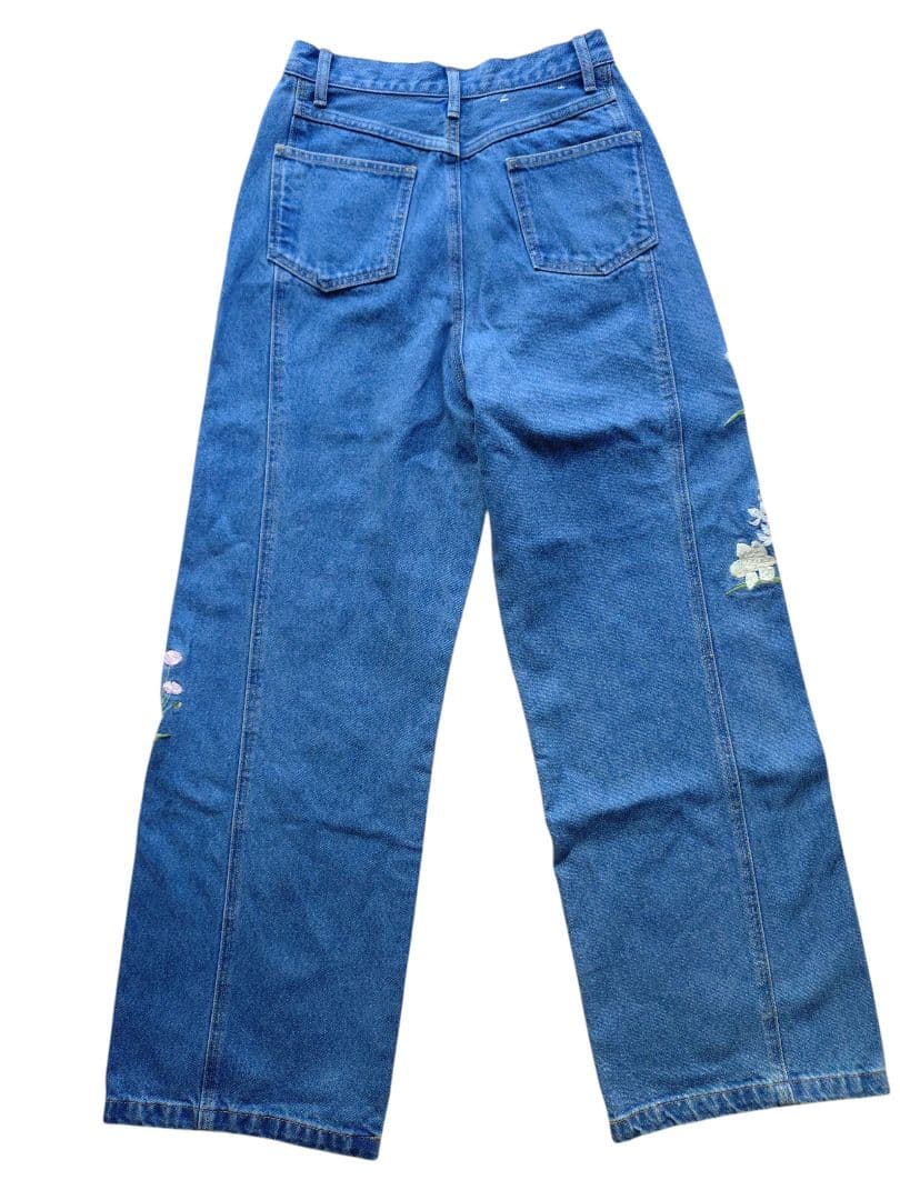 FRAY I.D 花柄刺繍デニムパンツ ワイドレッグ