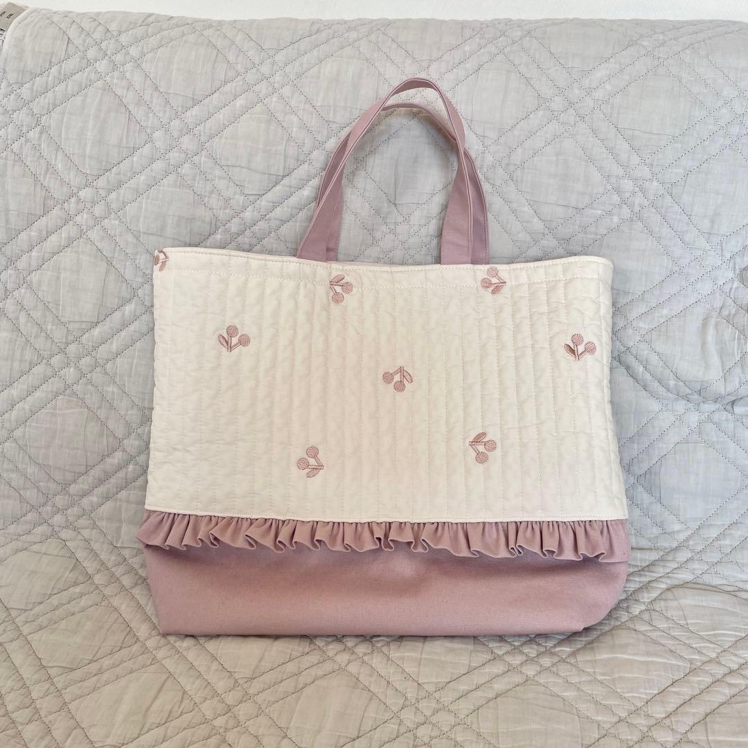 さくらんぼヌビ　レッスンバッグ　上靴袋　お着替え袋　セット