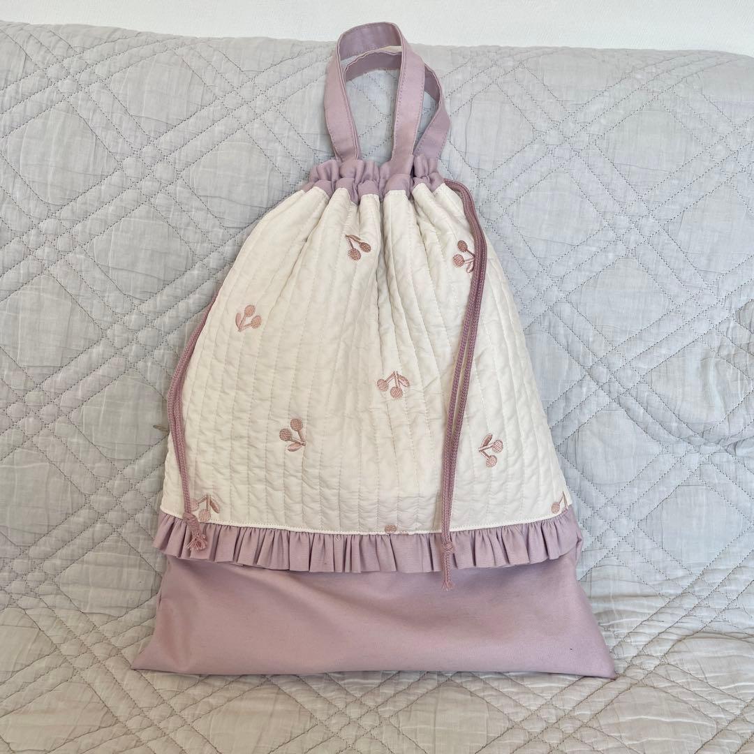 さくらんぼヌビ　レッスンバッグ　上靴袋　お着替え袋　セット