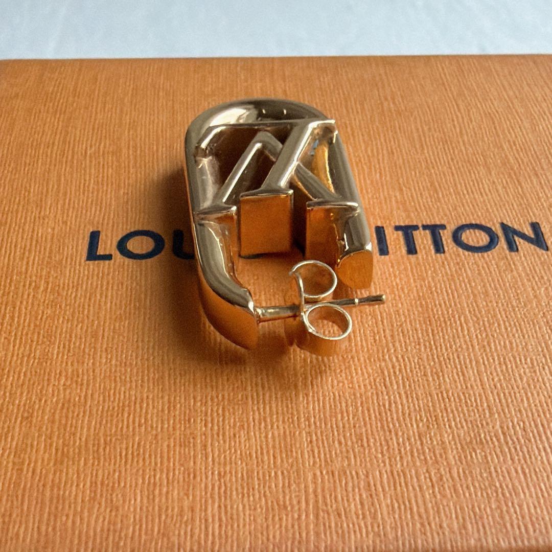 【美品】 ルイヴィトン ピアス フープマイLVチェーン M01140 片耳