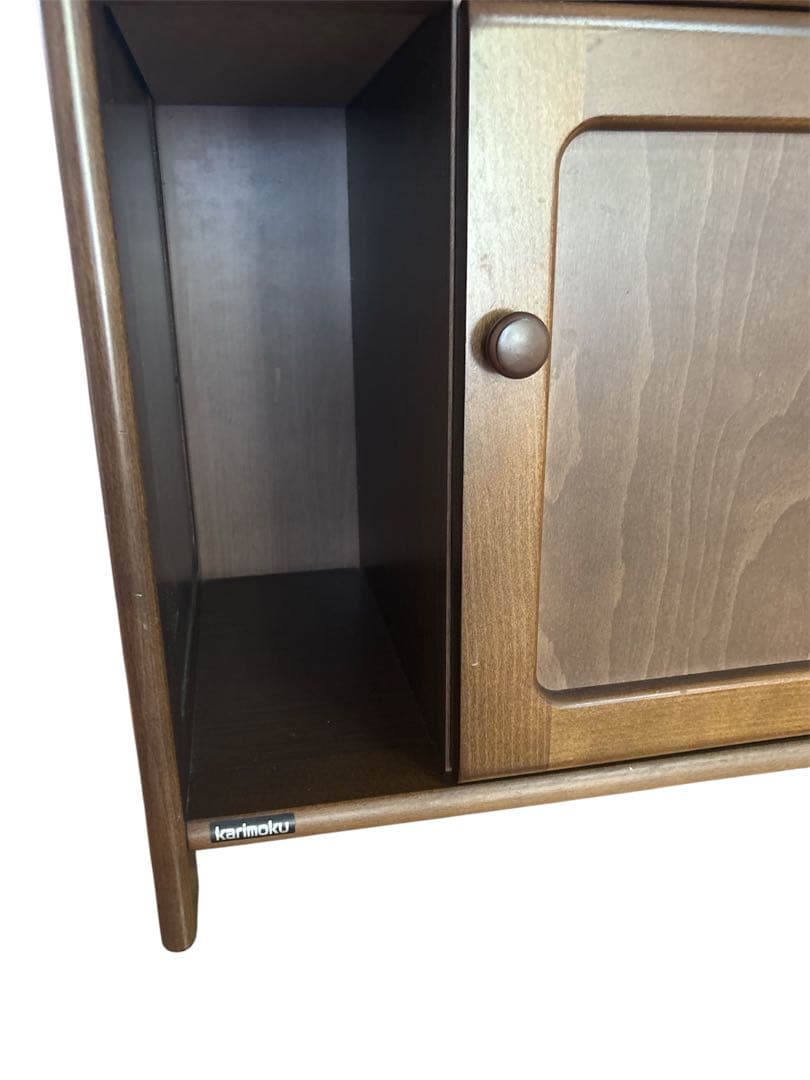 Karimoku カリモク 木製 電話台、FAX台　飾り棚 収納　レンジ台