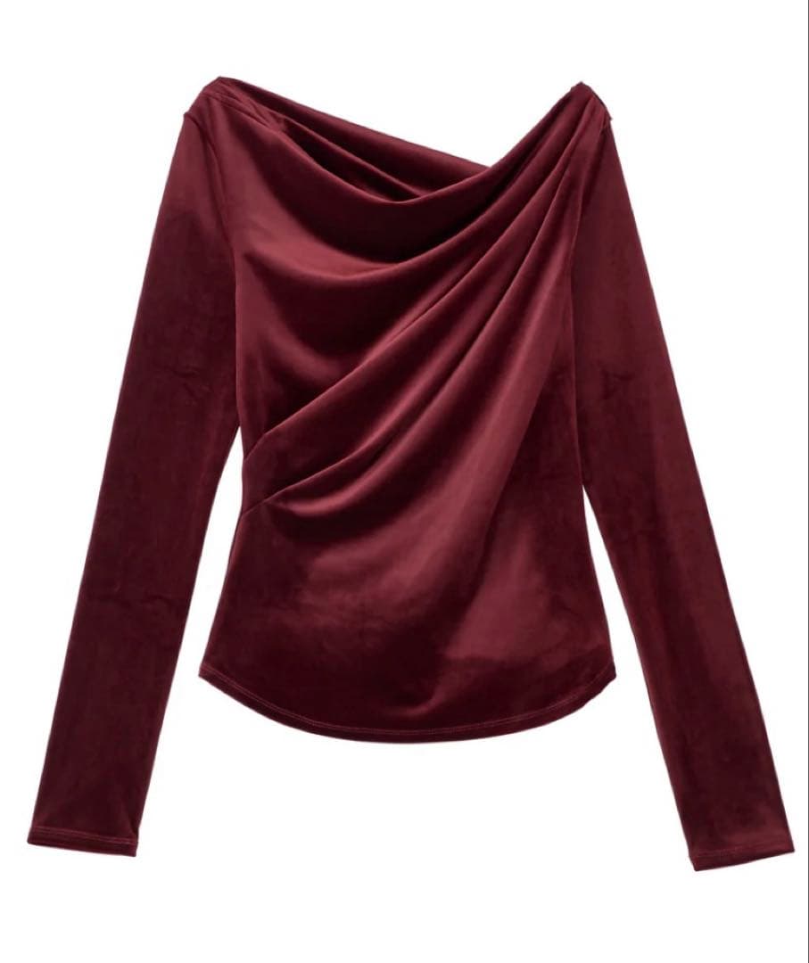 poláura グロッシーベロアドレープトップス