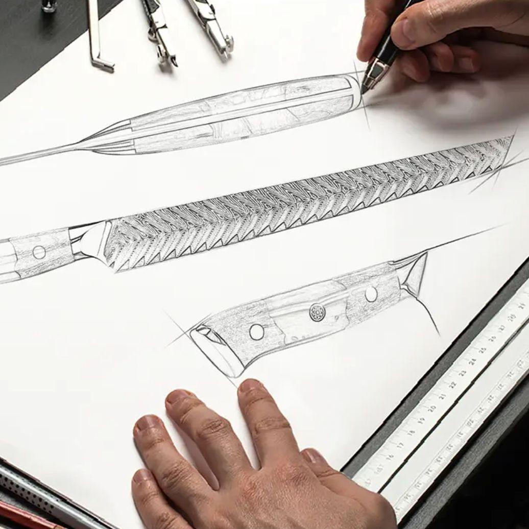 刺身包丁VG10　73層ダマスカス鋼　先丸　筋引き　両刃　柳　刺身　包丁　赤柄