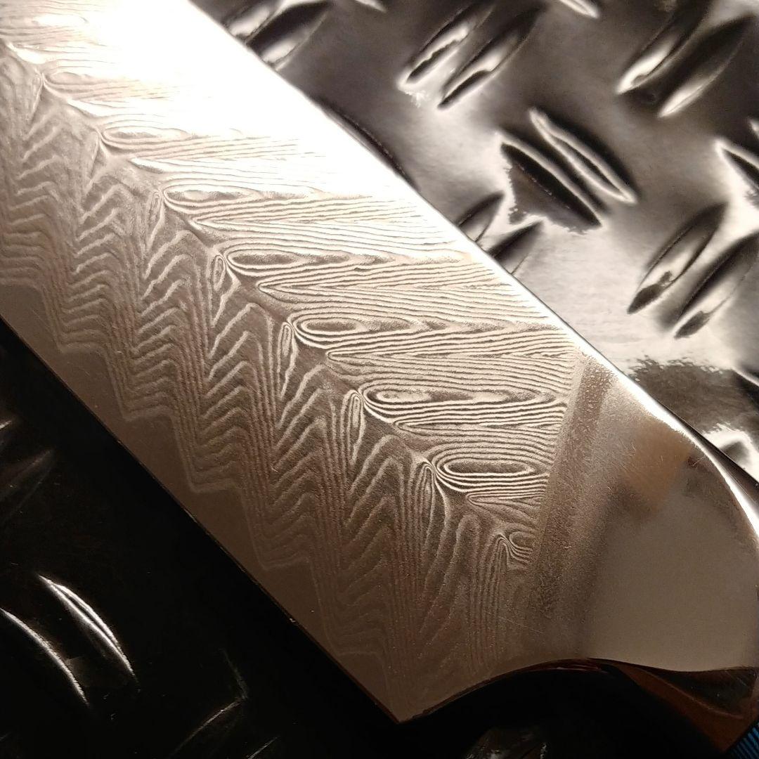 刺身包丁VG10　73層ダマスカス鋼　先丸　筋引き　両刃　柳　刺身　包丁　赤柄