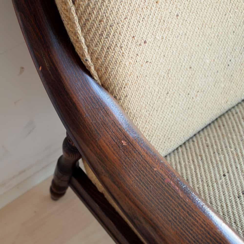 オールドカリモク シングルソファ B 木肘 ビンテージ ZR24194