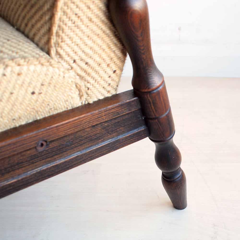 オールドカリモク シングルソファ B 木肘 ビンテージ ZR24194