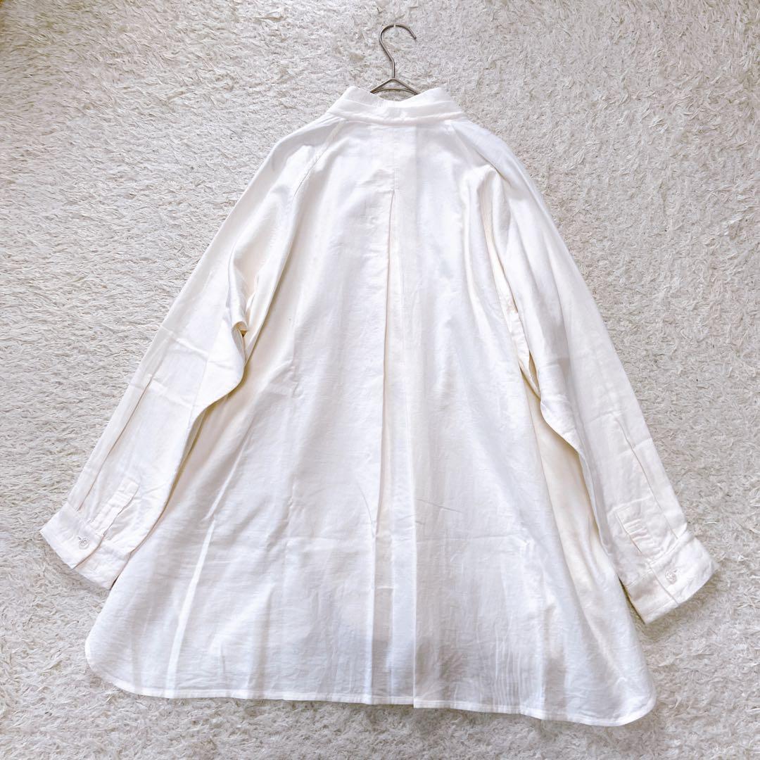 イッセイミヤケ　スタンドカラーブラウス オフホワイト　シャツ　3size