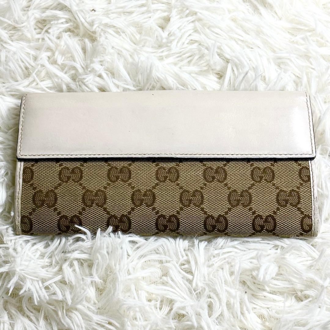 美品✨GUCCI GGキャンバス ラブリーハート 長財布 ホワイト　白　折り財布