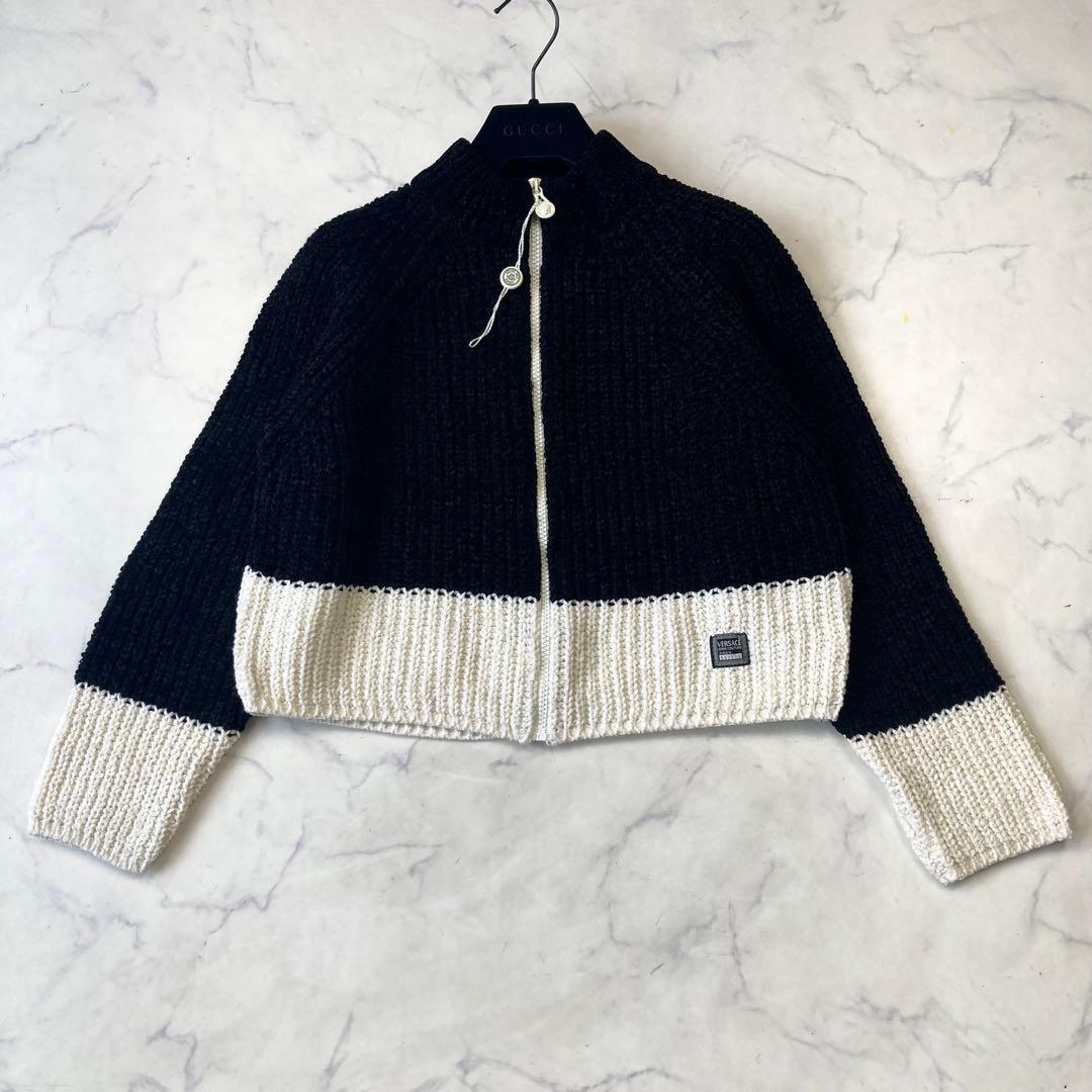 未使用級 ヴェルサーチ ニット ジャケット クロップド メデューサ バイカラー