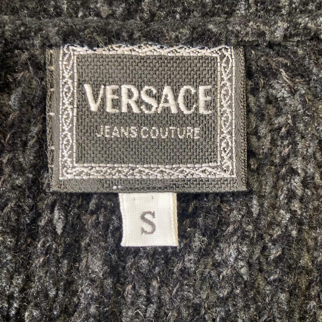 未使用級 ヴェルサーチ ニット ジャケット クロップド メデューサ バイカラー