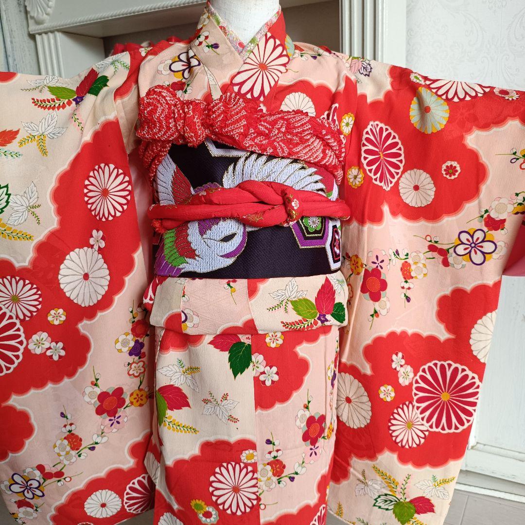 専用です☆　　　アンティークピンククリームオレンジの着物