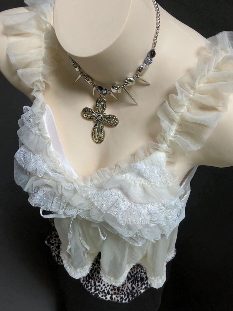 SNIDEL✴︎タグ付きチュールフリルキャミ＆パンツレイヤードレースランジェリー