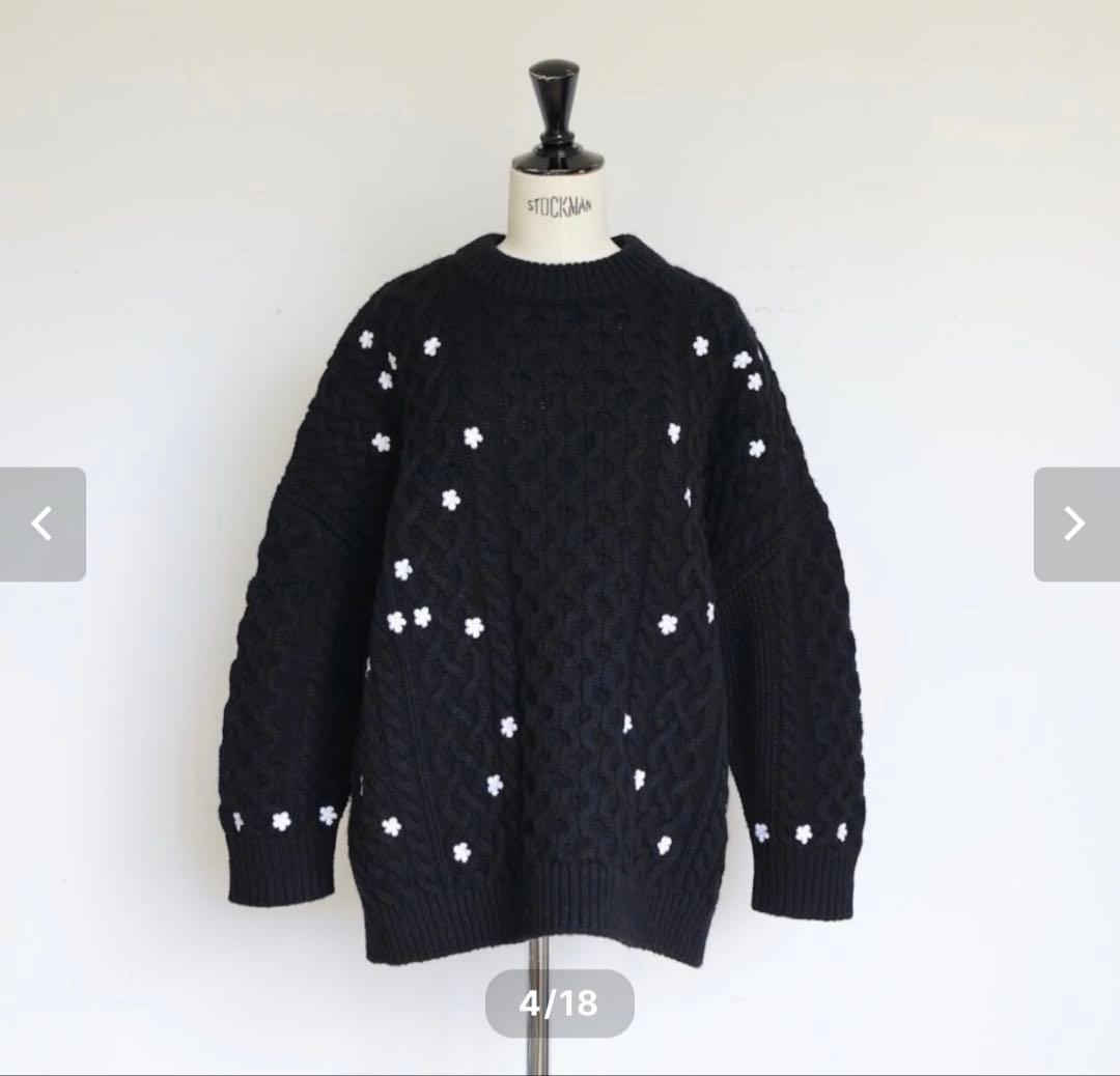 トップス Gypsohila Floral Cable Knit BLACK