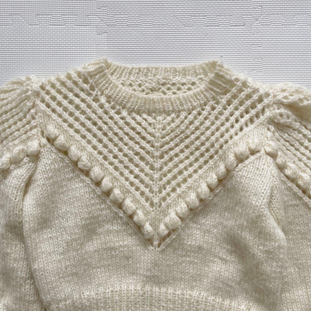 vintage アイボリー ボリュームスリーブ ニット