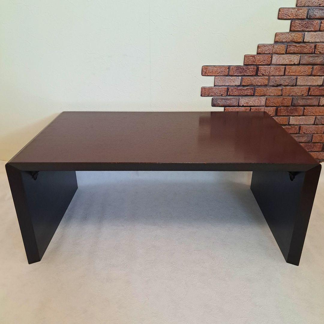 上質 TAIYO 和モダン 折り畳み 座卓 ローテーブル ダークブラウン 木製