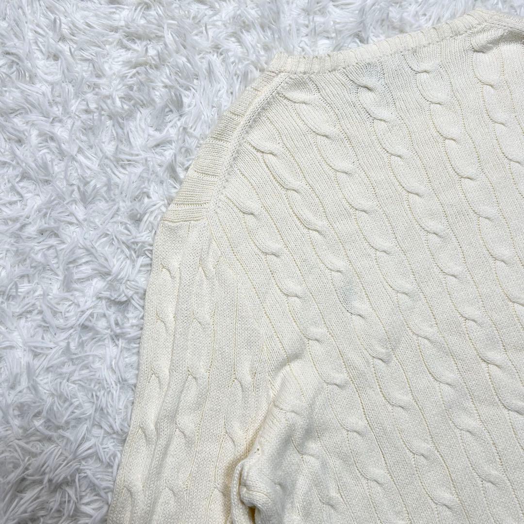 美品 大きめ 希少サイズ 近年 ポロラルフローレン ケーブルニット セーター 白
