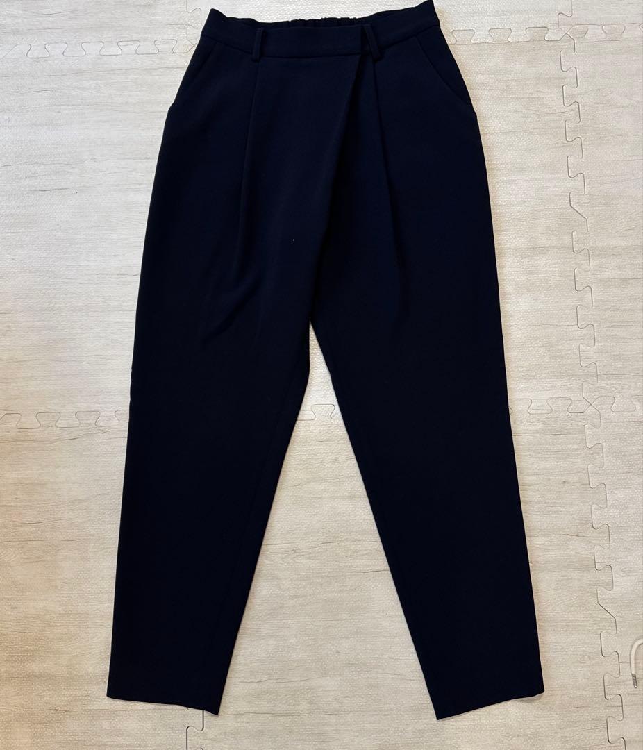 SOEJU ロングノーカラージャケット　ネイビー