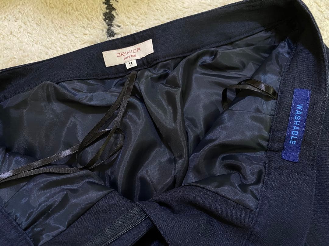 【美品】ORIHICA ネイビー ウォッシャブルスーツ 3点セット