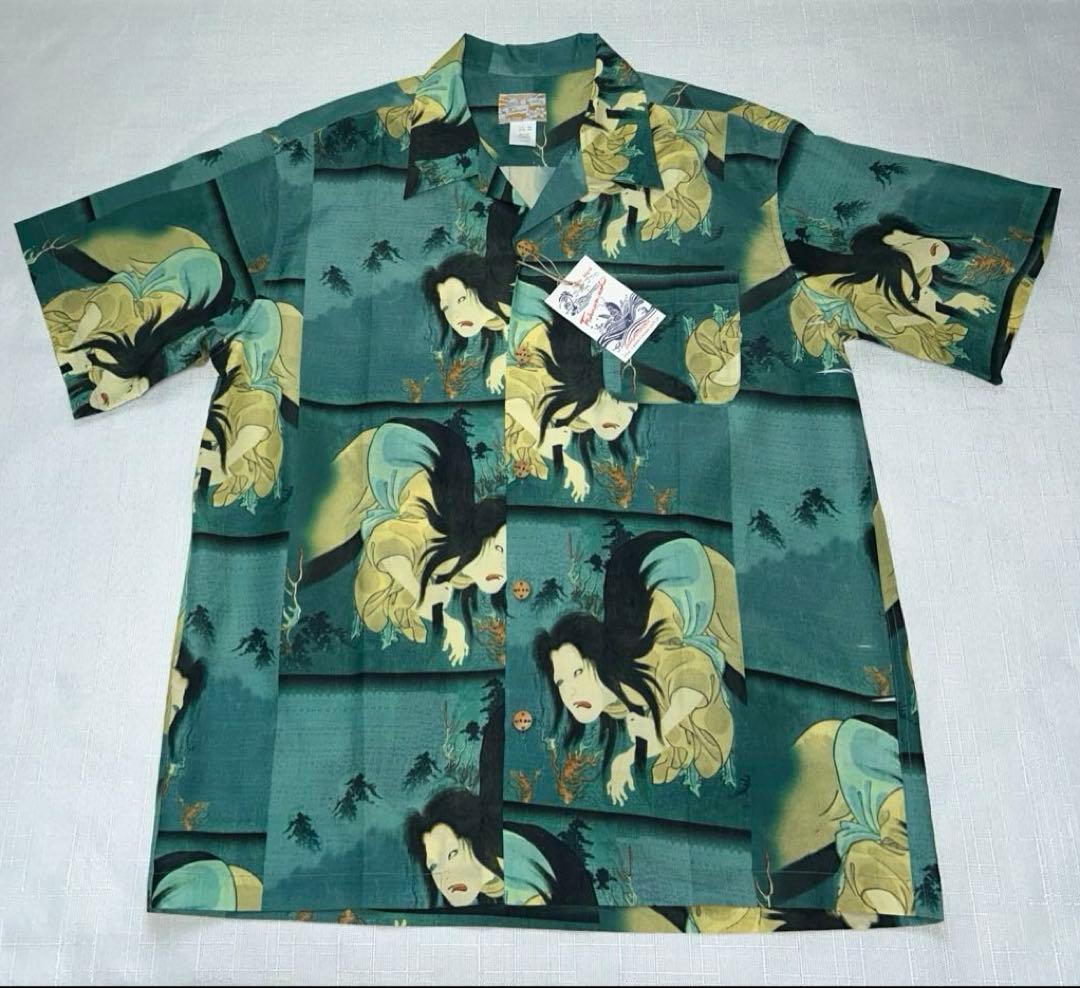 タグ付き Fukuwauchi フクワウチ アロハシャツ XL 浮世絵 幽霊