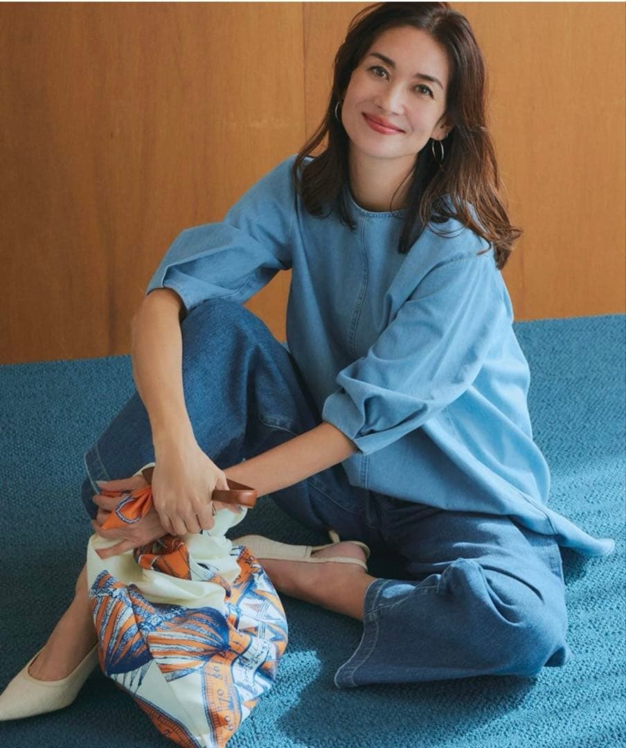 24SS 大きいサイズ 23区 デニム ストレッチワイドパンツ 店舗限定品 48