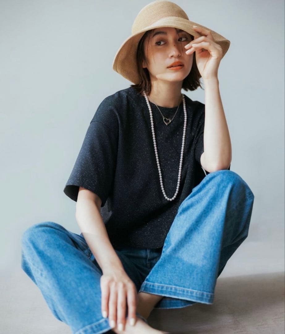 24SS 大きいサイズ 23区 デニム ストレッチワイドパンツ 店舗限定品 48