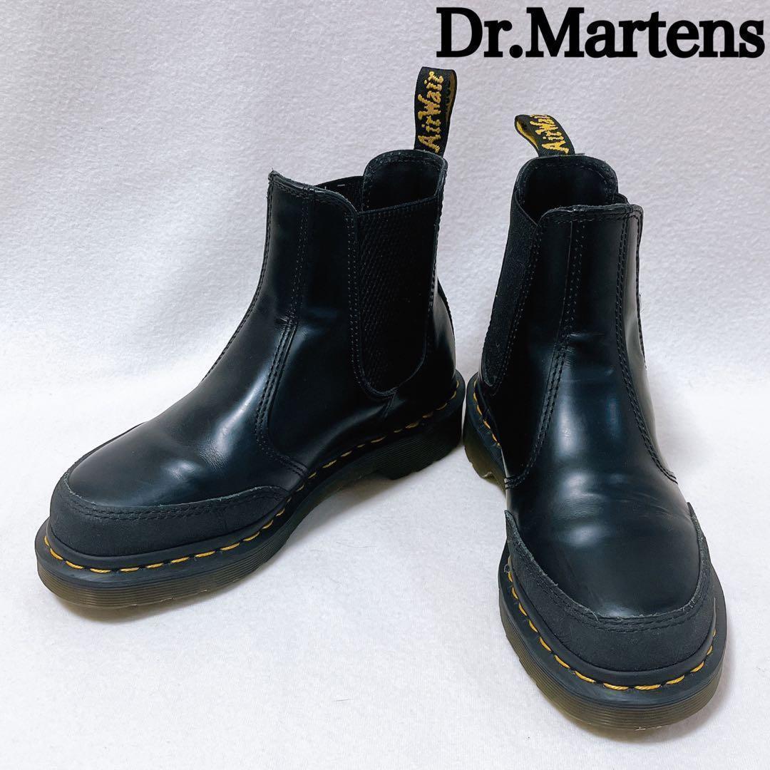 レア ドクターマーチン サイドゴア 黒 レザー ドッキング チェルシー ステッチ