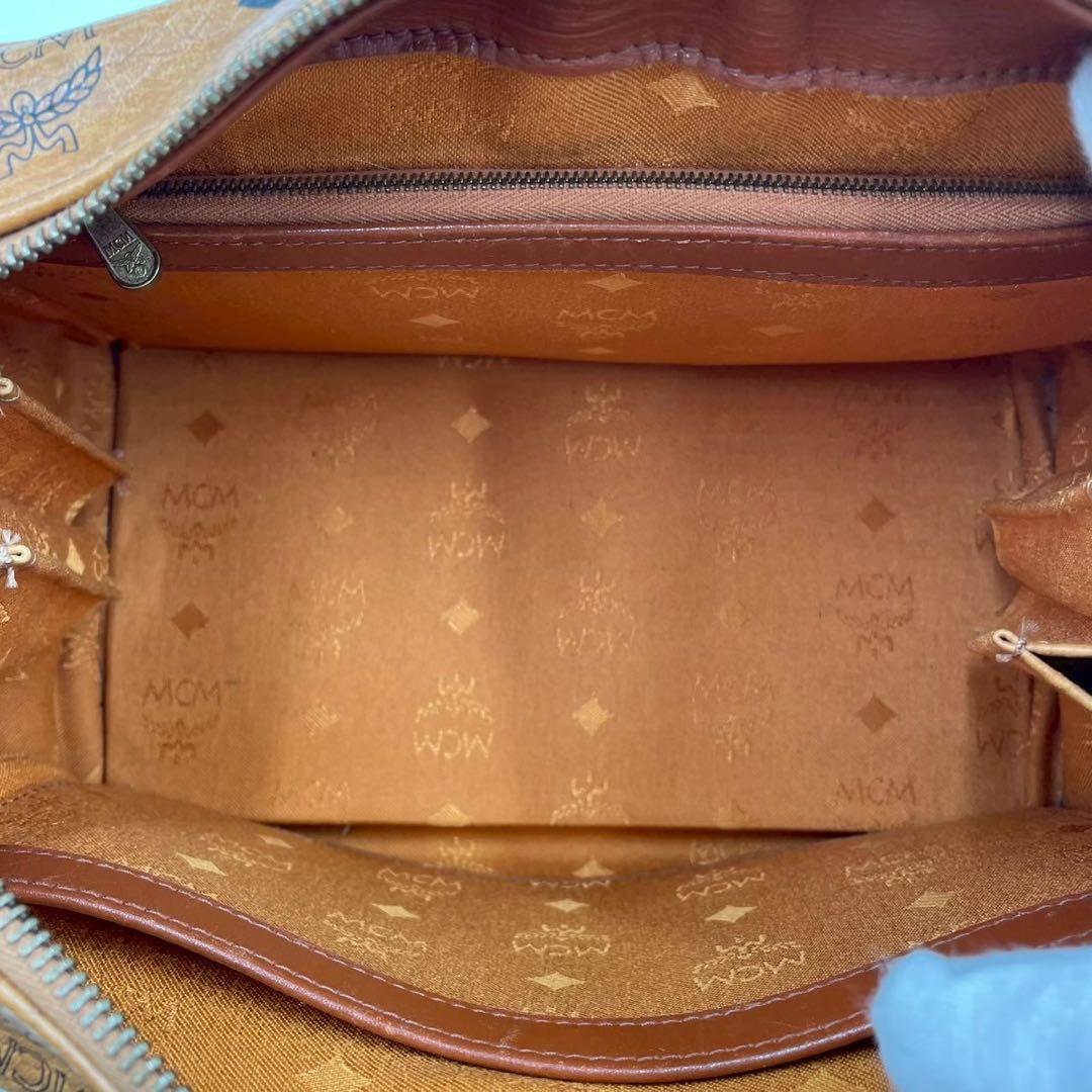 良品　エムシーエム　ヴィセトス　レザー　ミニボストンバッグ　金具付き　ブラウン