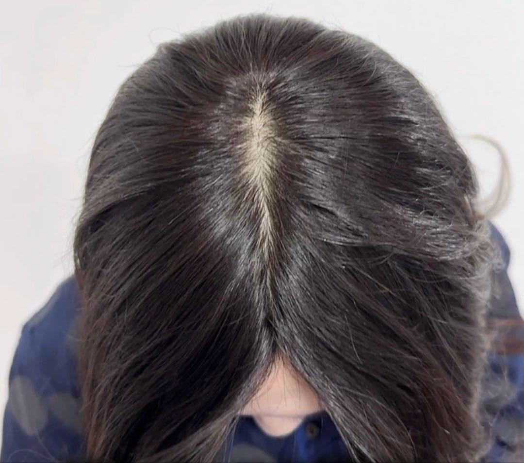 百合子　分け目　ヘアピース　ナチュラルブラウン　人毛