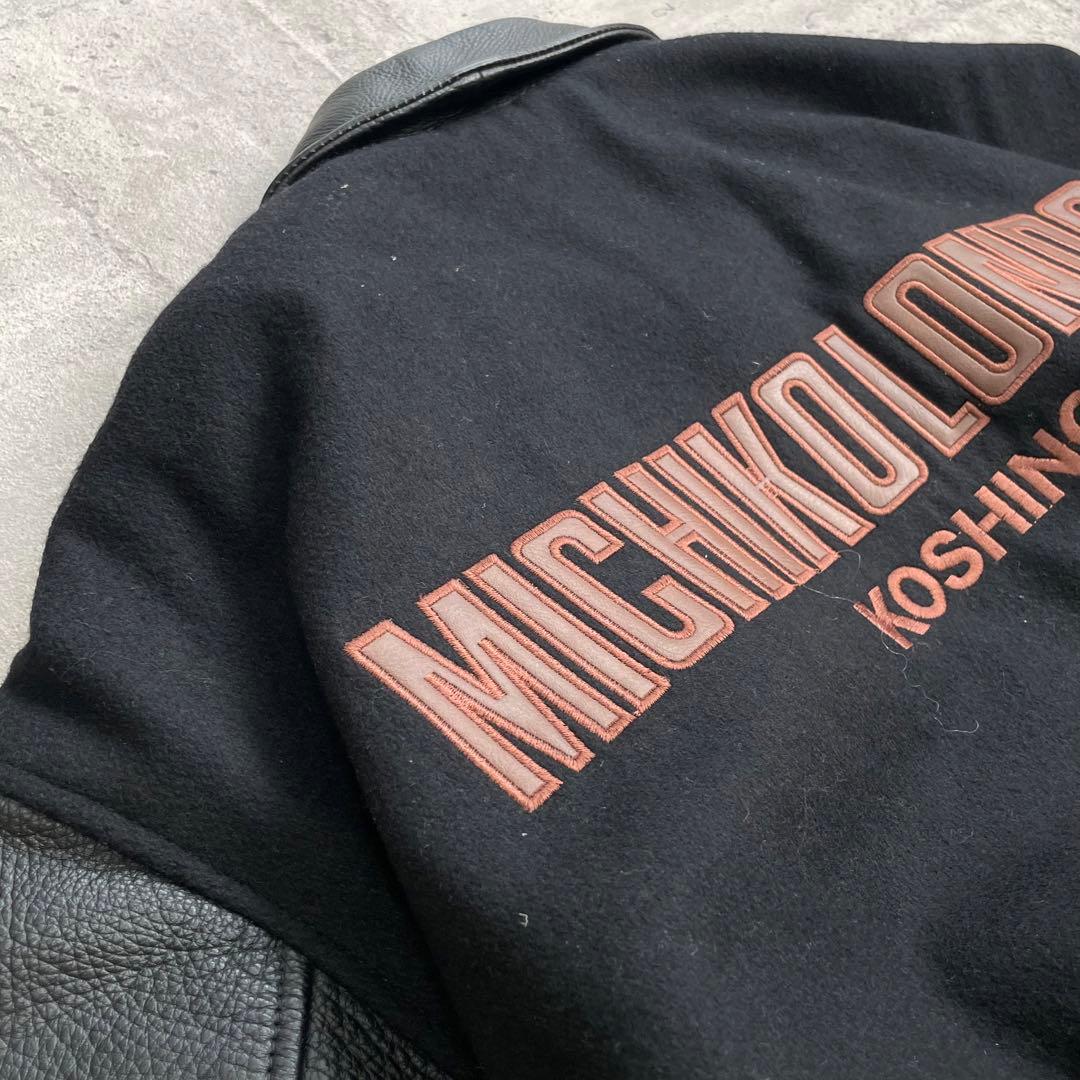 80's vintage michiko 襟 袖 レザー スタジャン ブラック