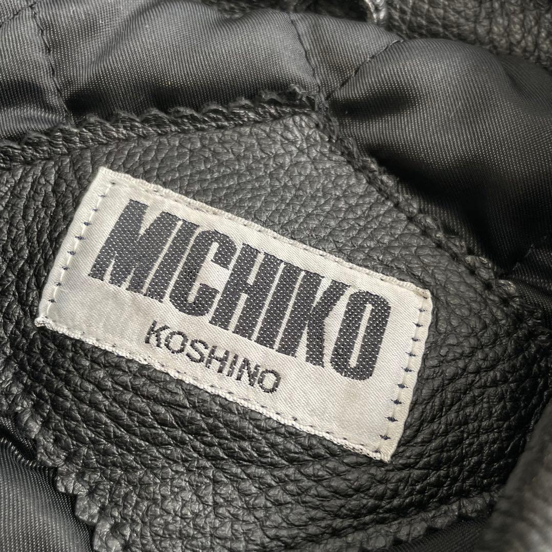80's vintage michiko 襟 袖 レザー スタジャン ブラック