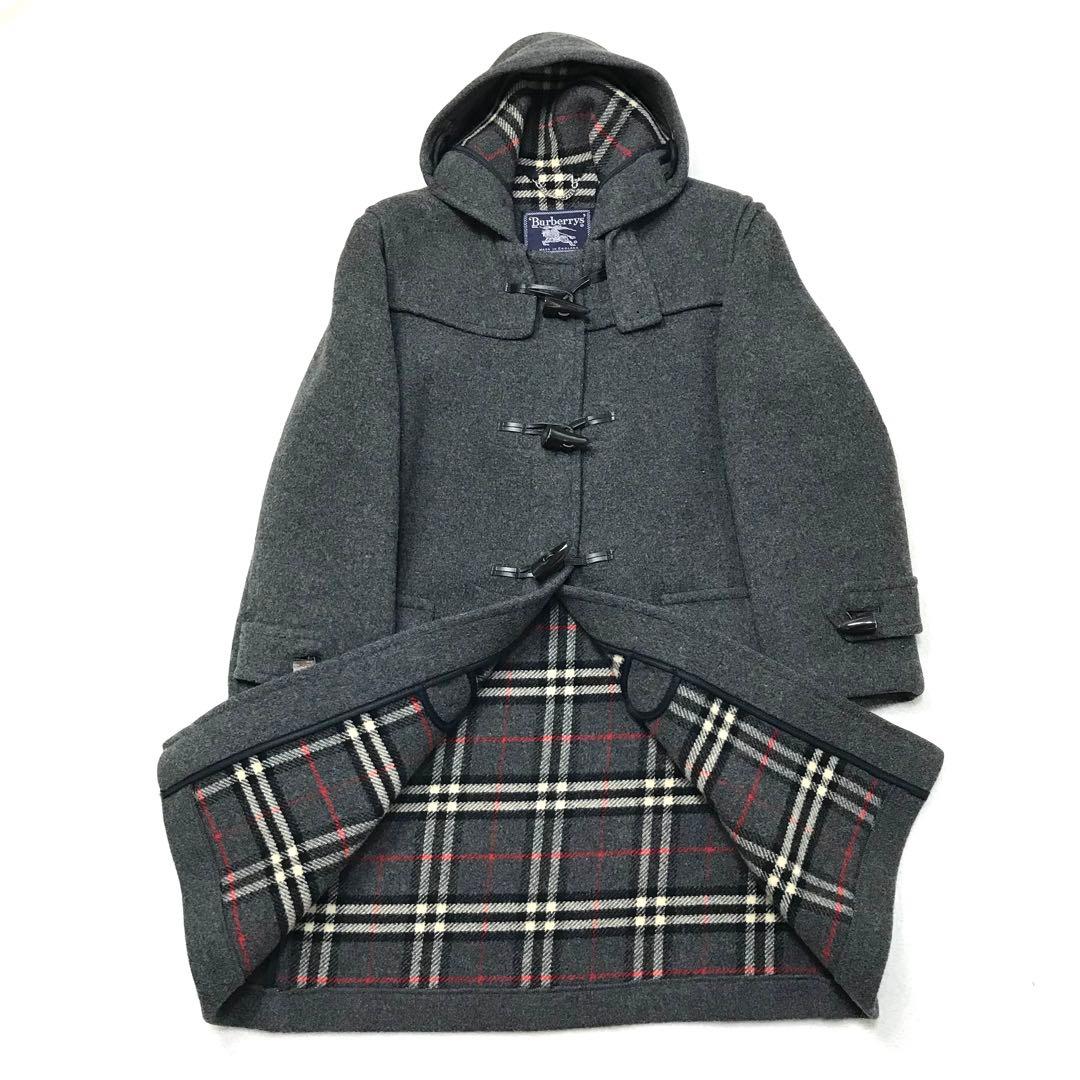 バーバリー Burberrys ダッフルコート グレー ウール ノバチェック