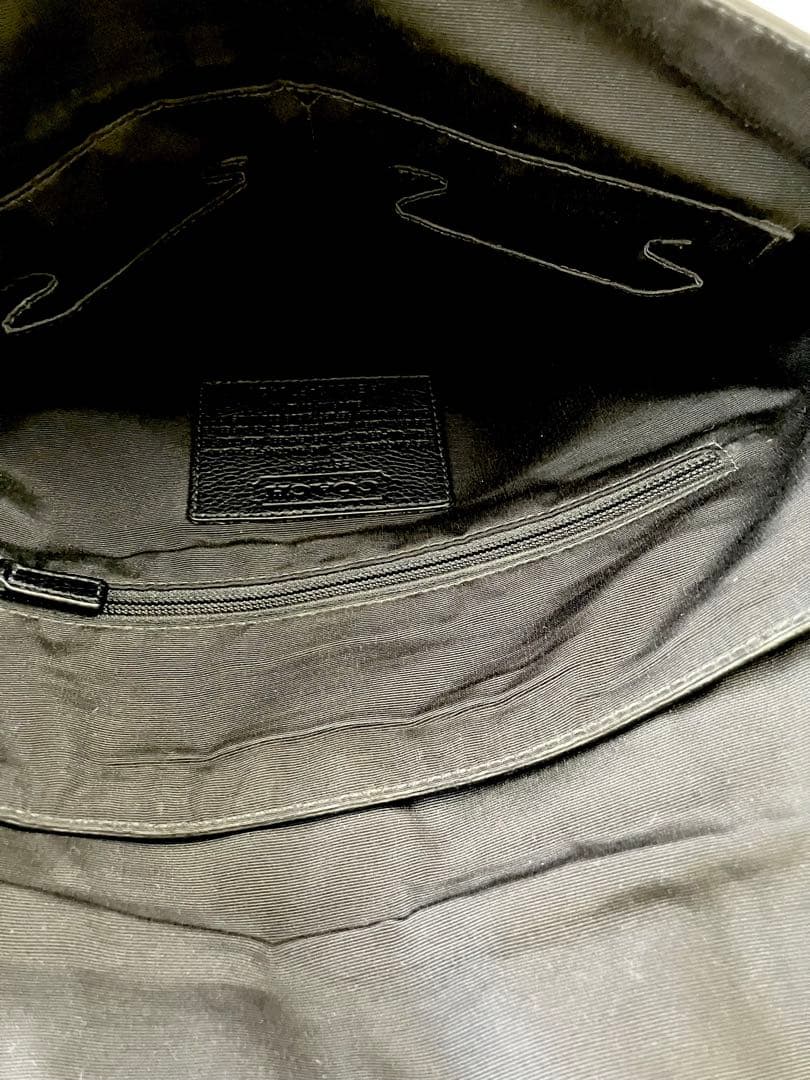 COACH レザー ショルダーバッグ 本革 フラップ 斜めがけ 黒 メンズ