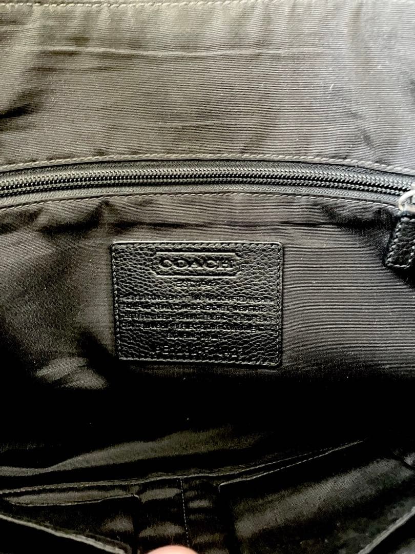 COACH レザー ショルダーバッグ 本革 フラップ 斜めがけ 黒 メンズ