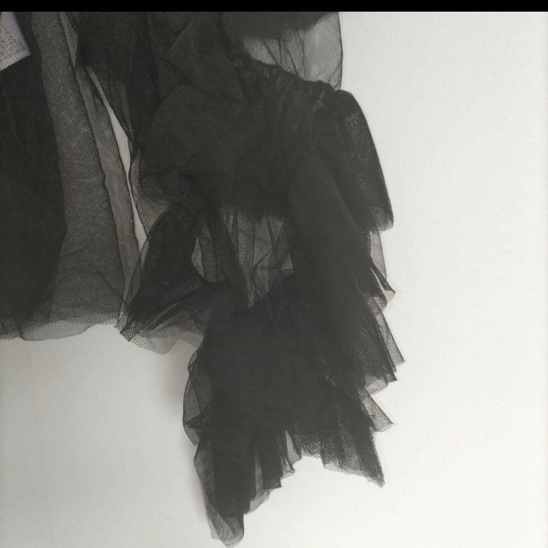 フリル付きオフショルダートップス ブラック