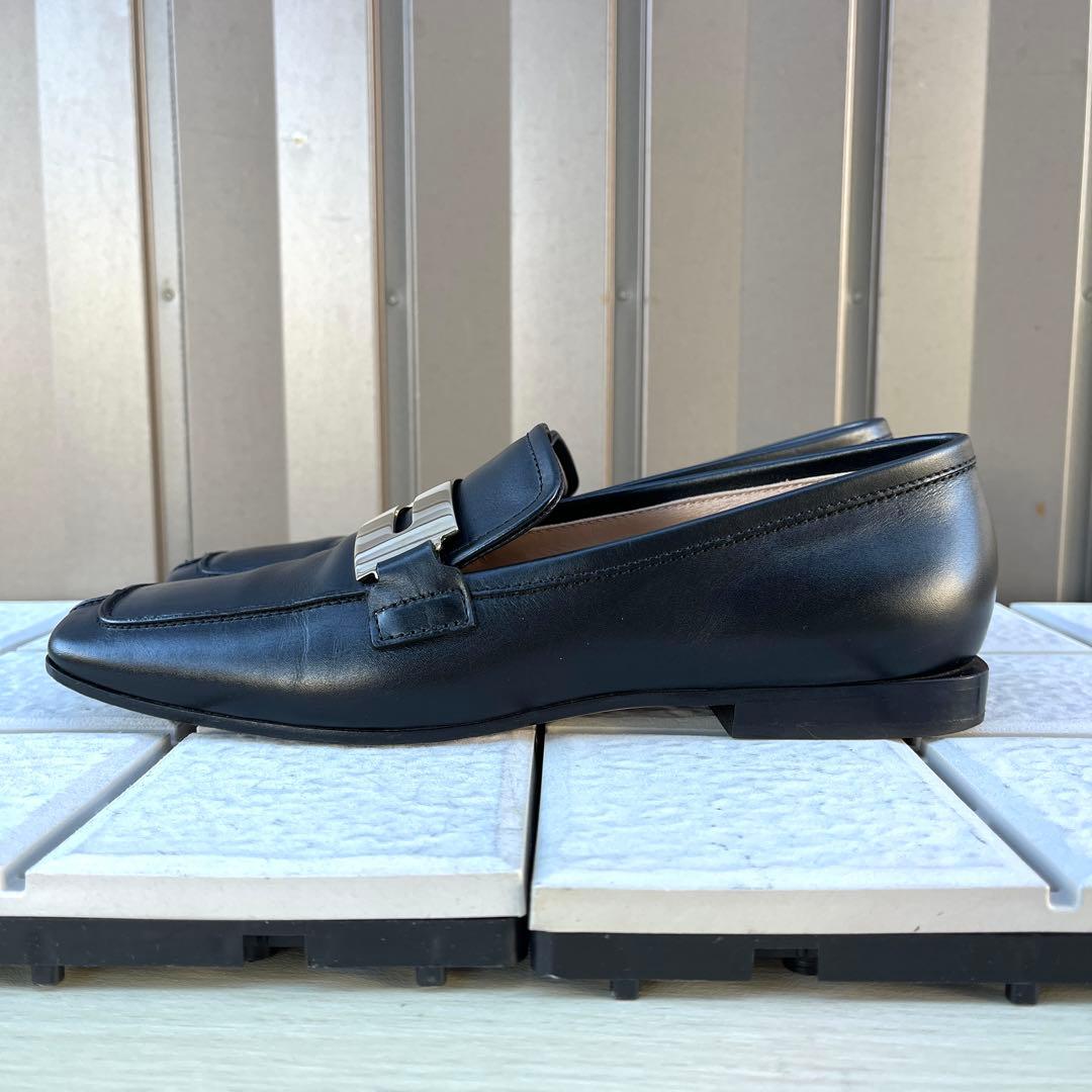 38 PELLICO ビット　ローファ　黒　フラット　ぺたんこ　24.5