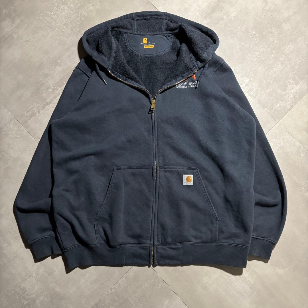 カーハート carhartt パーカー　フルジップ　サンフェード　ネイビー　紺色