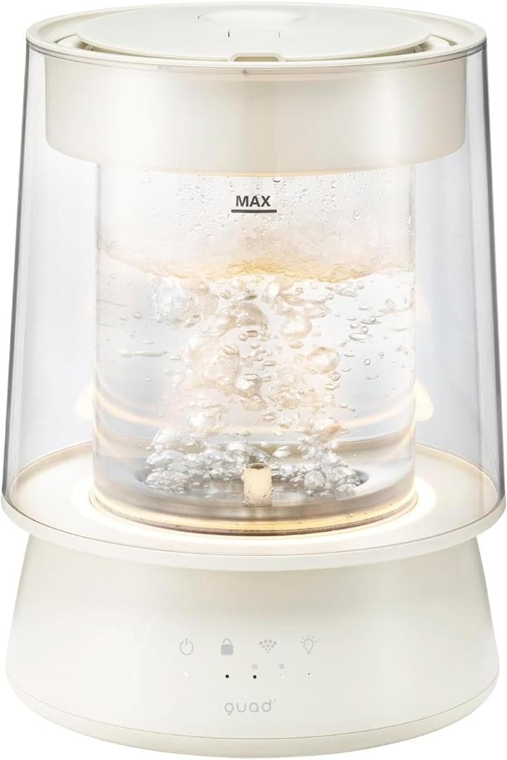 QUADS クワッズ ガラススチーム加湿器 17畳 2.6L LED付き
