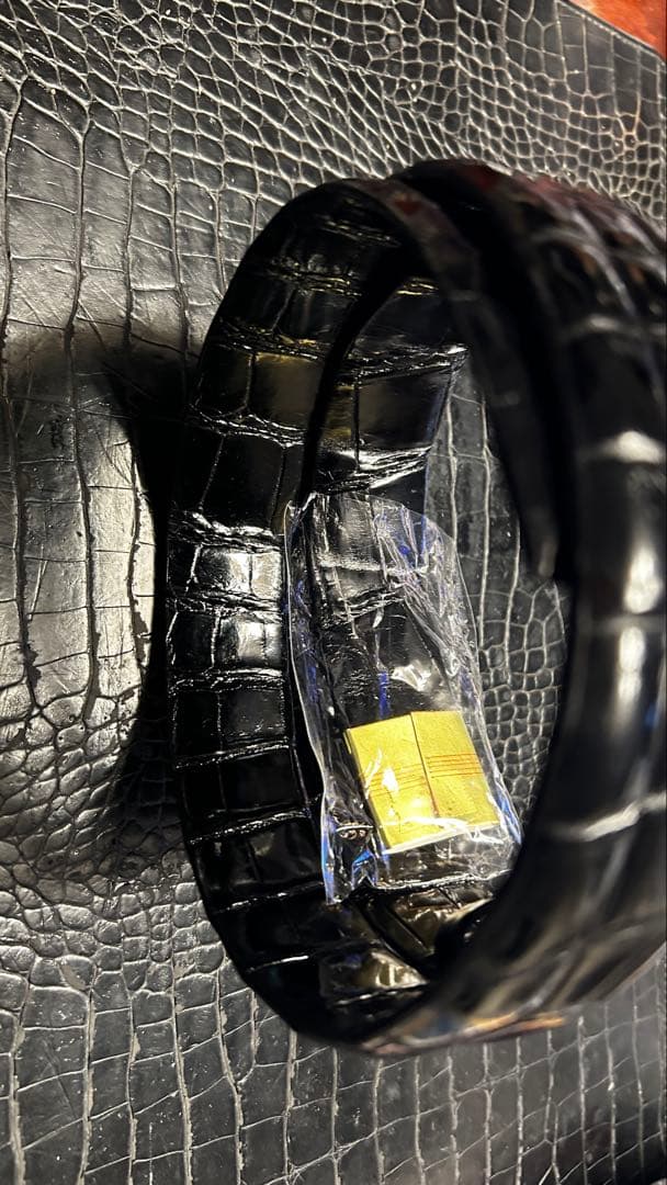 新品　クロコダイル　無双　ベルト　BLACK 黒　シャイニング　日本製バックル無